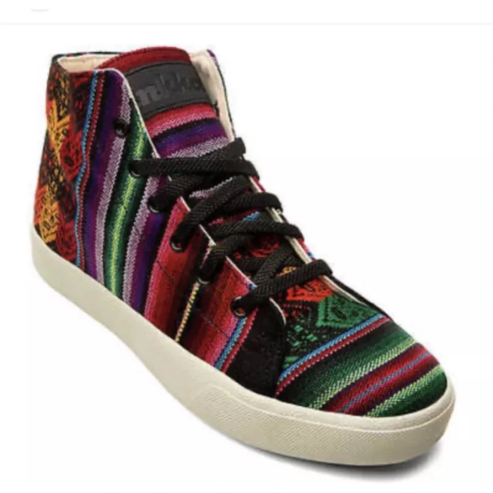 Inkkas High Top Sneakers Women Size 8 Multicolor Aztec Lace Up Hippie Style